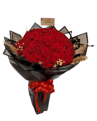 Bunch  100 roses comes with accessories